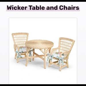 American Girl Doll wicker table and chairs.